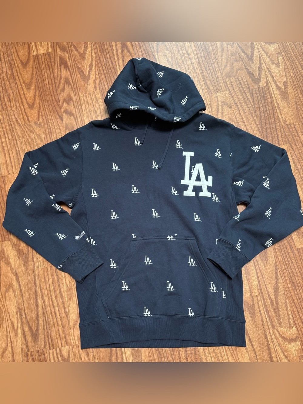 Mitchell & Ness LA  Dodgers Navy Logo Allover Hoodie unisex size large